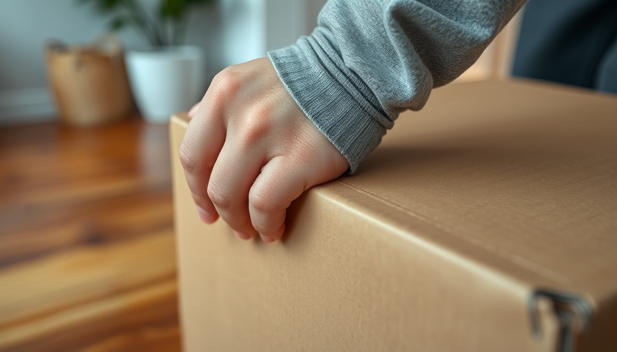 Hand lifting a cardboard box in a home setting, tips for moving home.
