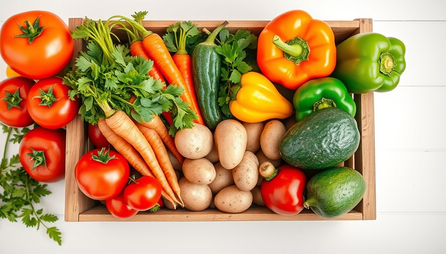 Colorful fresh vegetables in a wooden crate for sustainable living.