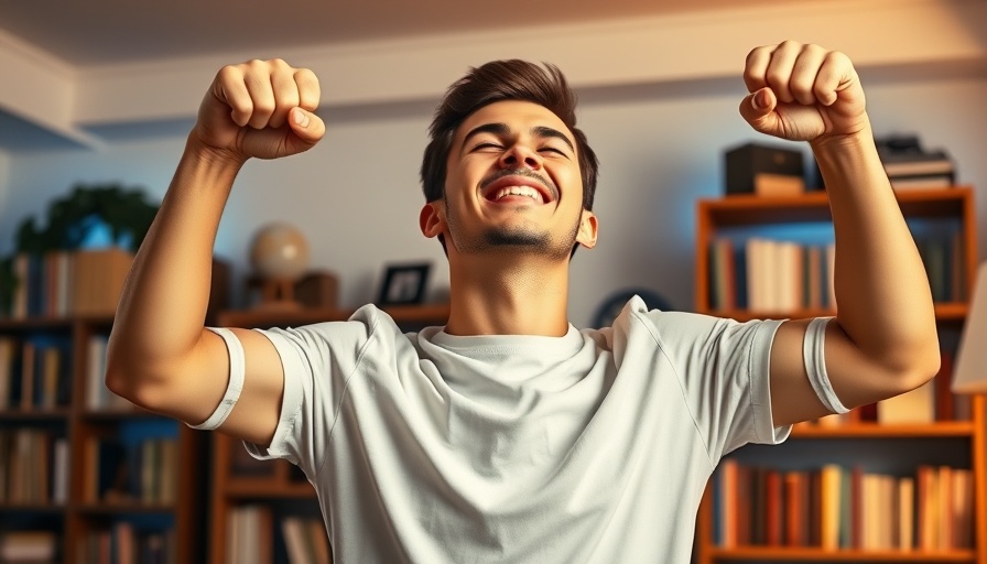 Excited man celebrates after changing smart home WiFi name.