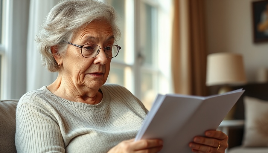 Elderly woman concerned with state pension underpayments document.