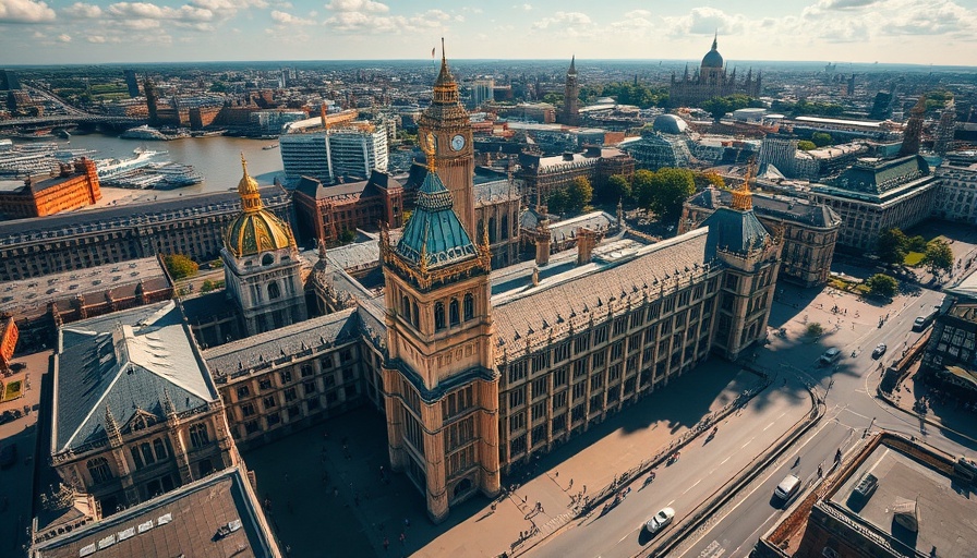 Houses of Parliament and Big Ben, UK, under clear skies.