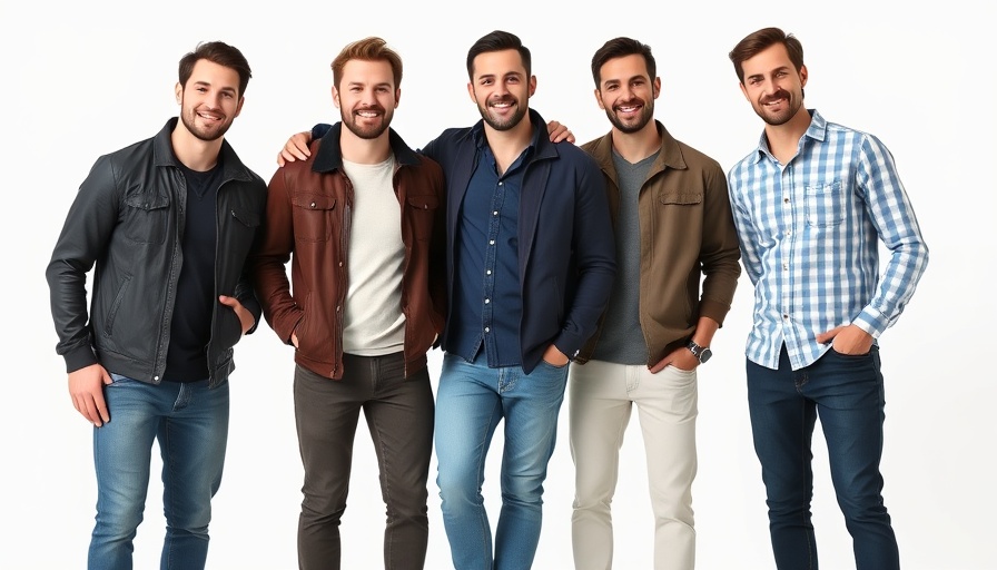 Three men casually posing together against a white background.