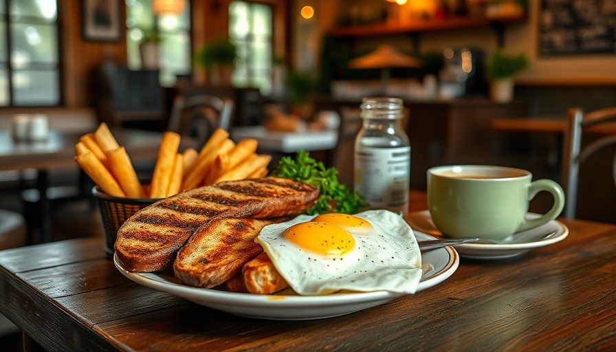 Pedro's Café breakfast in London, delicious English breakfast with toast and coffee.