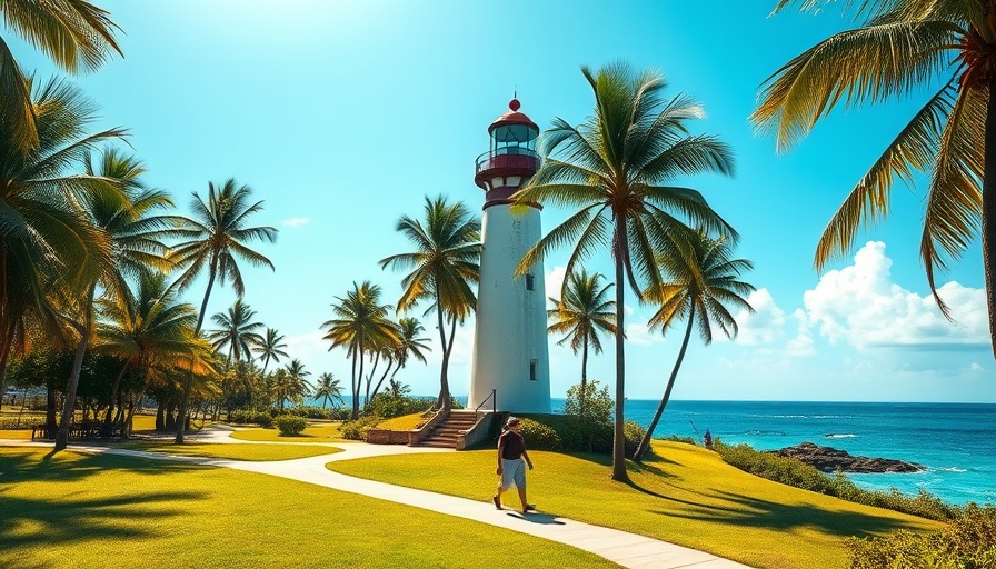 Tropical paradise with a lighthouse, perfect for working less this summer.