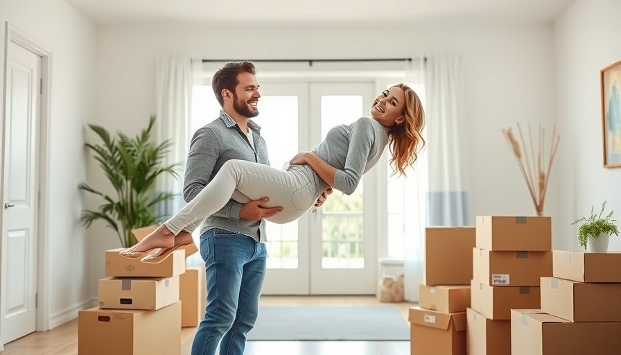Happy couple celebrates saving enough money to buy a house in a new home.