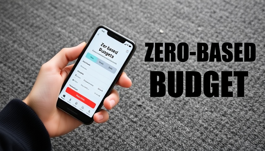 Zero-based budgeting app displayed on smartphone with text overlay.