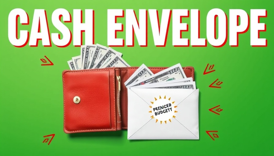 Cash envelope system graphic with wallet and envelopes.