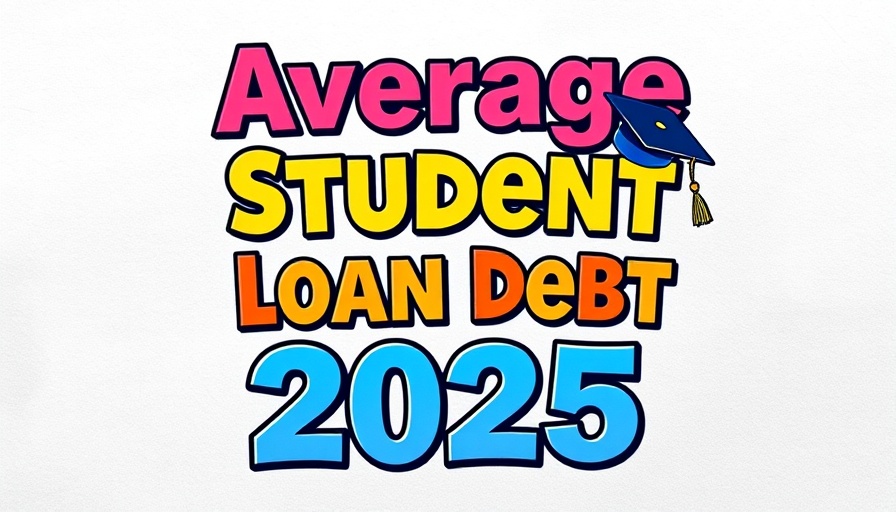 Average student loan debt 2025 text on colorful background.