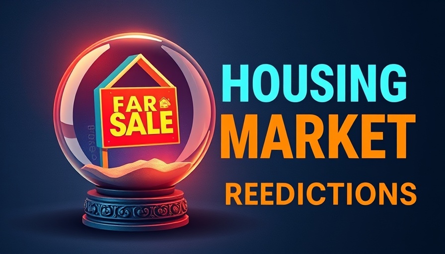 Illustration for Housing Market Predictions 2025, featuring a crystal ball and 'For Sale' sign.