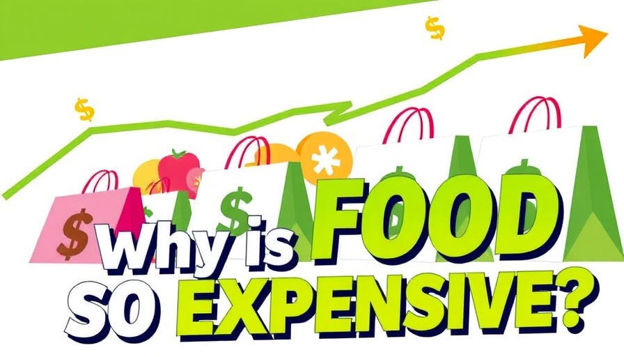 Illustration showing high grocery prices with dollar-sign bags.