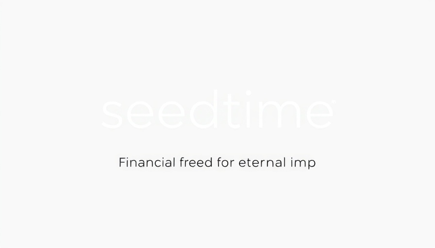 Minimalist logo with 'seedtime' and tagline in monochrome for financial freedom.