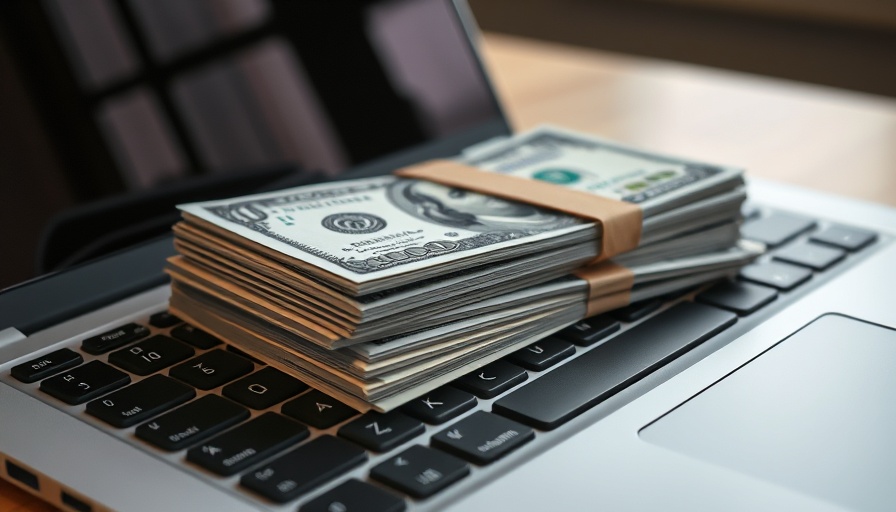 Stack of dollar bills on laptop symbolizing essential money skills.