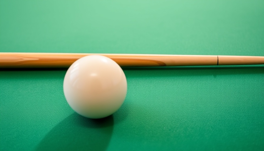 Billiards cue ball and stick on green table, equity risk premium concept.
