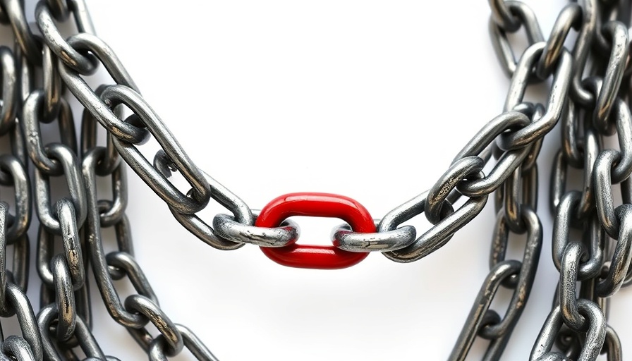 Metal chains intersect with a red link symbolizing cross-border healthcare M&A success.