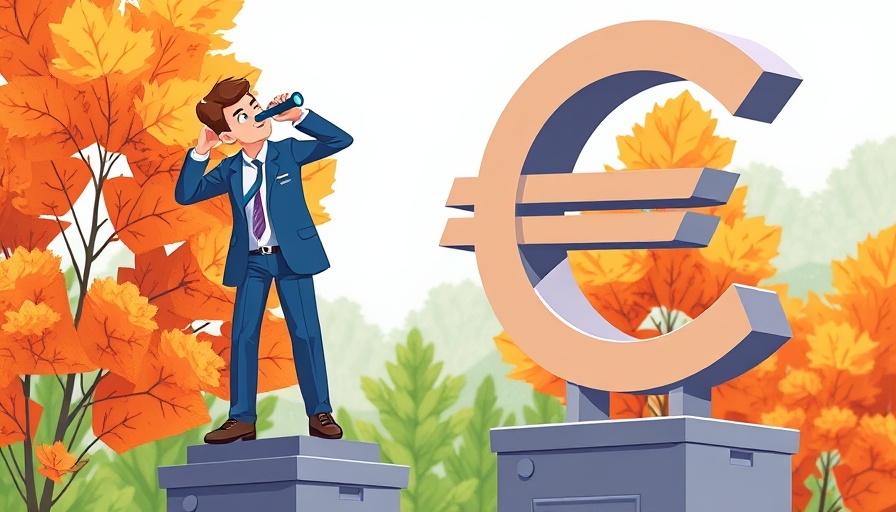 Businessman exploring Europe defense spending investment opportunities, cartoon.