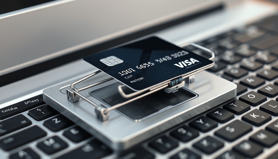 Credit card on mousetrap on keyboard symbolizing debt traps.