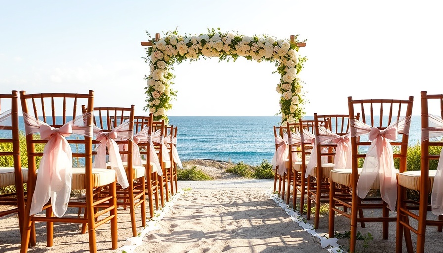 Elegant beach wedding setup with floral decorations for financial tips.