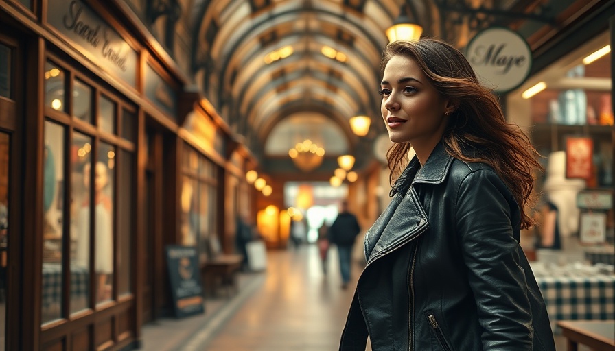 Young woman exploring shopping arcade, considering money-spending decisions.