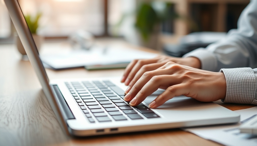 Hands typing on laptop for Moby Finance Review 2025.
