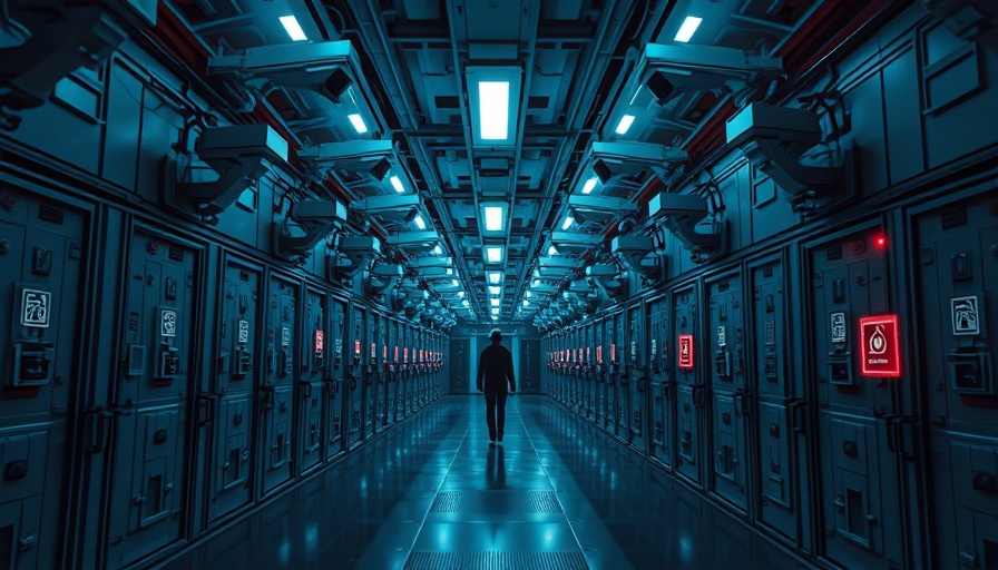 Security layers and surveillance in a futuristic setting for startups.