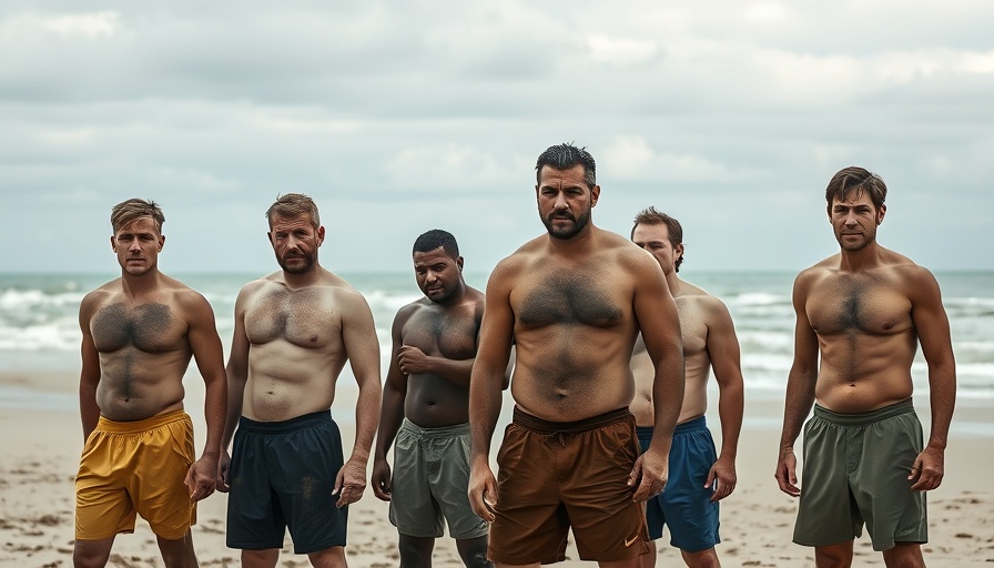 Determined group after physical training on a beach.