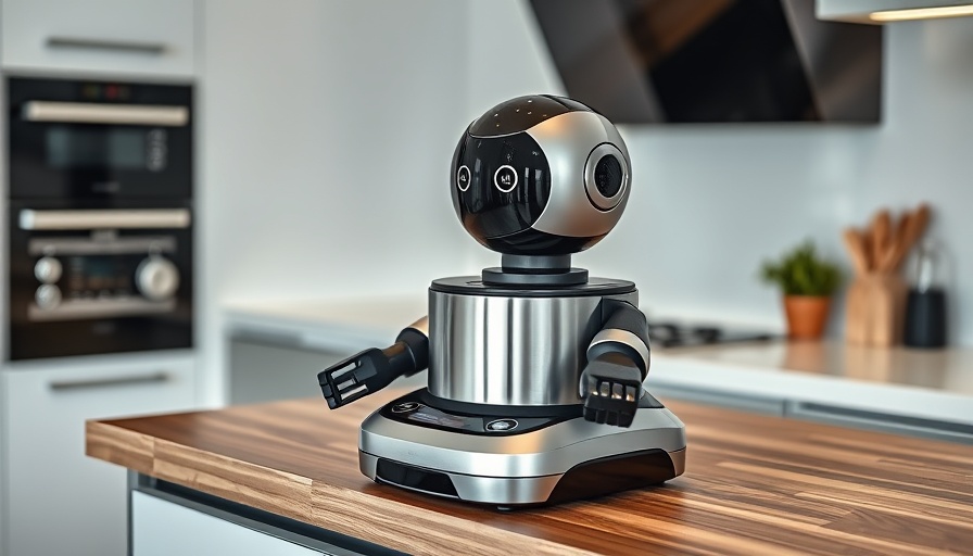 Countertop robot that cooks meals in a modern kitchen