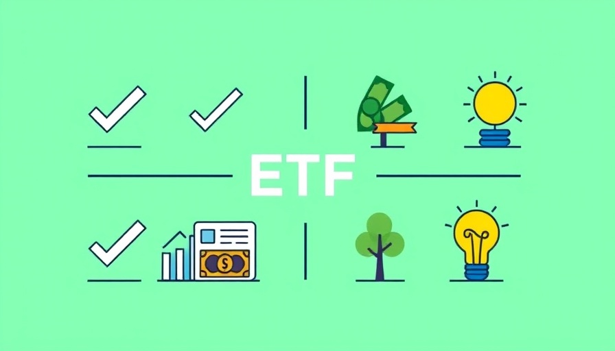 ETF selection methodology symbols in modern graphic illustration, flat style.