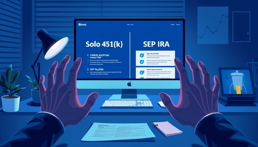 Solo 401(k) vs. SEP IRA selection on office computer.
