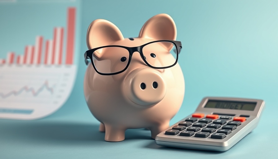 APM Financial Fitness piggy bank with glasses and budget calculator.