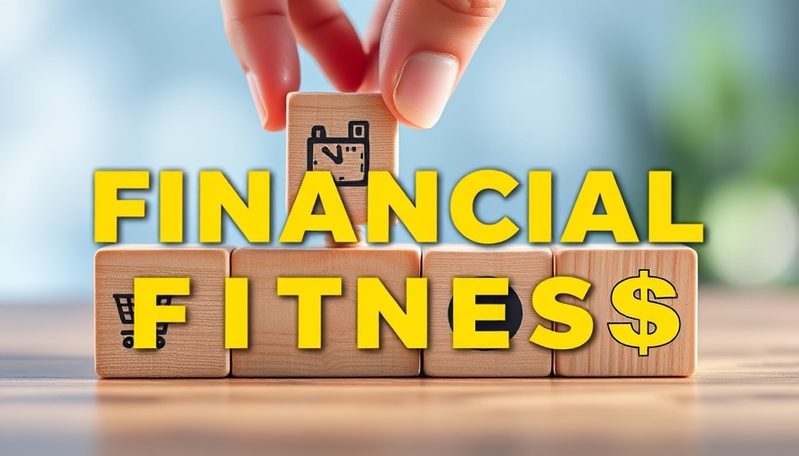 Financial fitness concept with blocks and icons, March 2025.