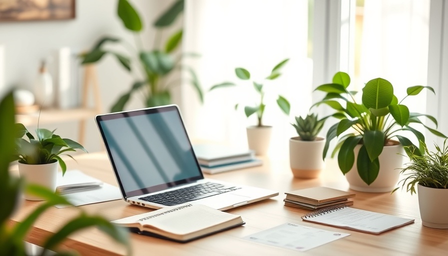 Home office setup with laptop and plants for making money on Amazon.