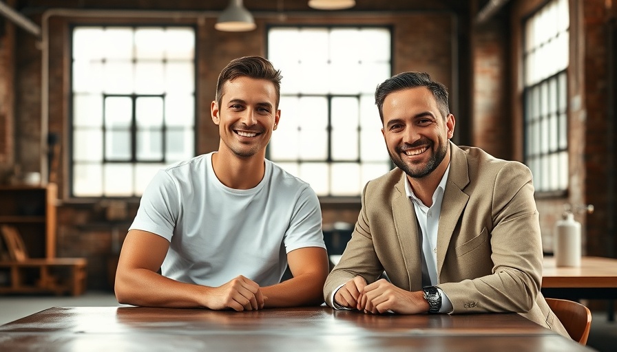 Two men smiling at a table, business identity verification setting.