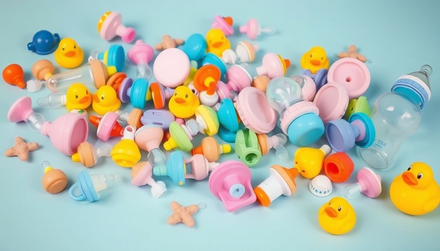 Assorted used baby items on blue background, best places to sell used items.