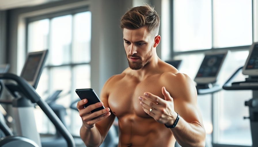 Person in gym checking fitness stats on phone. Whoop upgrade policy.