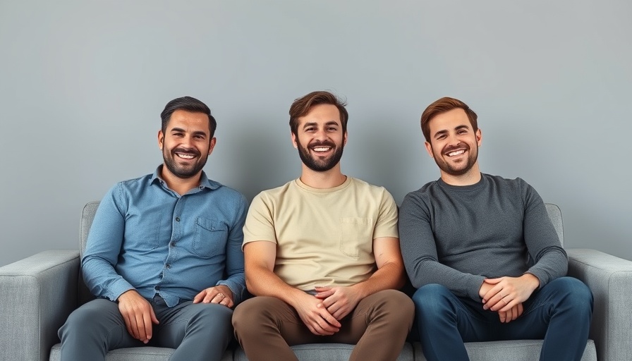 Three men smiling and sitting on a gray couch, related to Ramp federal contract investigation.