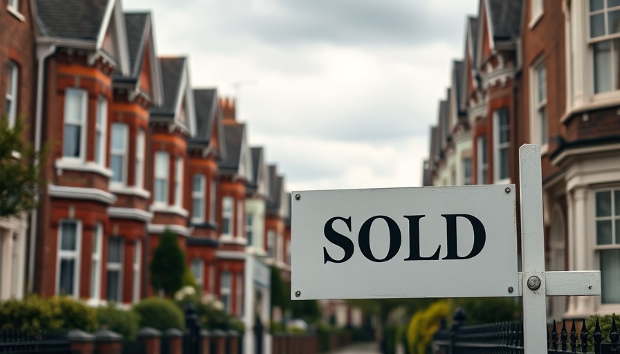 Sold sign in front of UK Victorian homes, indicating property transaction.