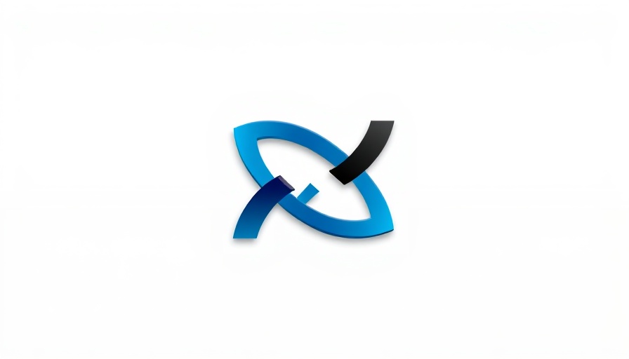 Minimalist modern logo design, black and blue interlocking shapes