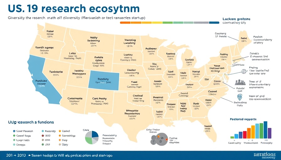 Infographic of the US research ecosystem showing funding and grants flow.
