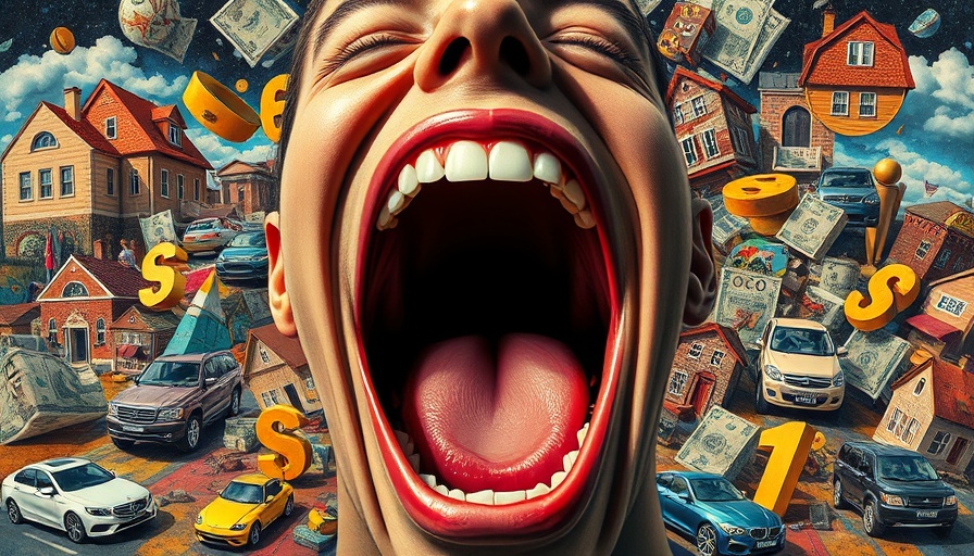 Surreal collage for Mouthy Money Podcast financial insights, showcasing financial imagery.