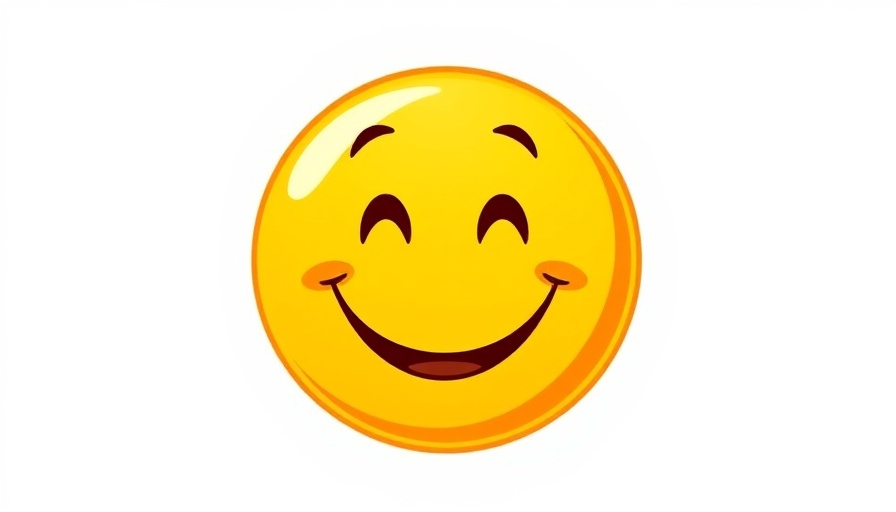Cheerful smiley face emoji on white background