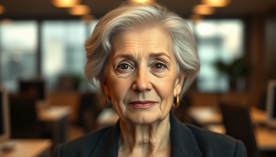 Portrait of an older woman in an office setting.