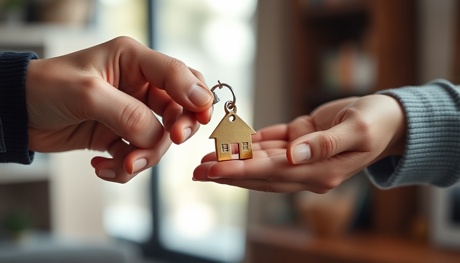 Hands exchanging house keys, symbolizing mortgage rate reductions.