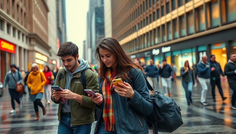 Target Gen Z Marketing Strategies: Young people using smartphones on a city street.