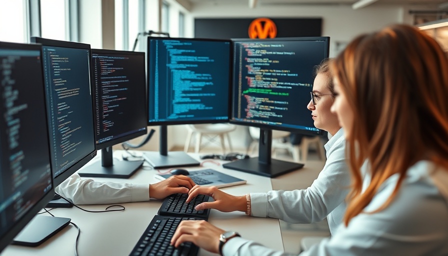 Developers working on custom software development for financial services.