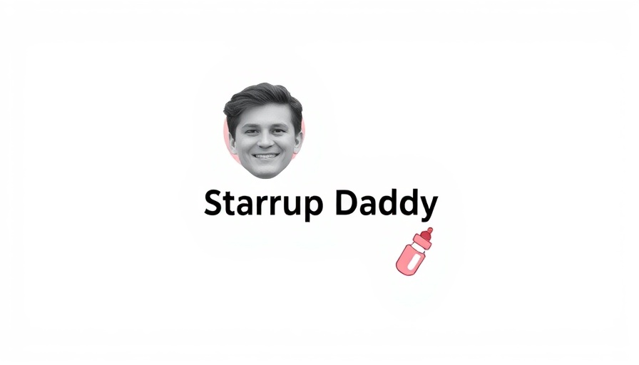 Minimalist graphic of Startup Daddy with smiling young man