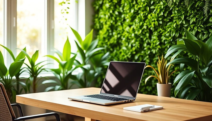 Vibrant home office setup with greenery wall enhancing productivity