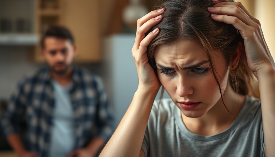 Distressed woman and upset man in kitchen.