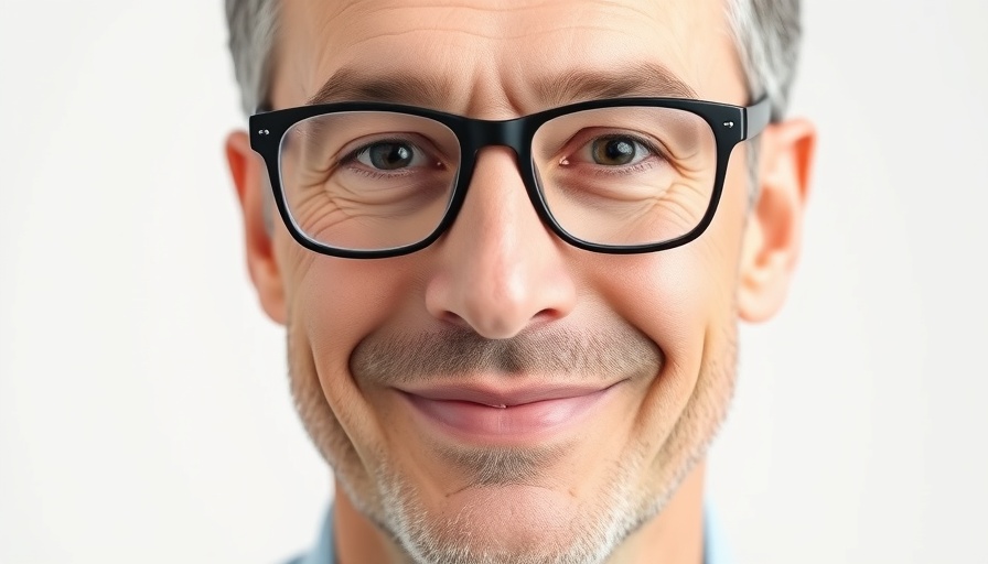 Middle-aged man's portrait with glasses, smiling