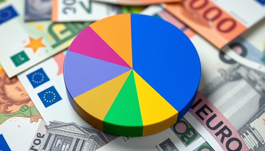 European startup funding distribution pie chart over euro bills.