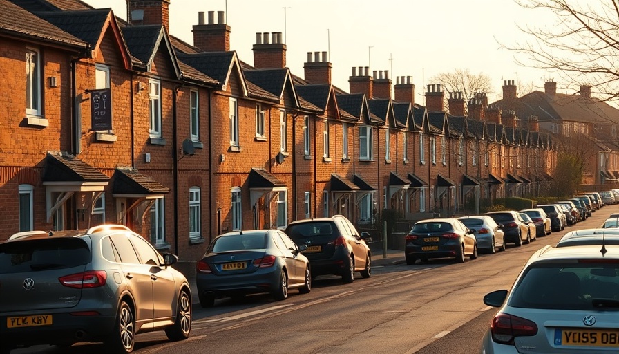 Terraced houses in UK city showing housing demand